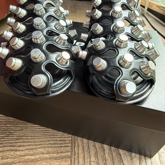 NWT ALEXANDER WANG REXA CAGE SLIDE SANDAL ROC STUD HARDWARE 37 - Picture 8 of 12